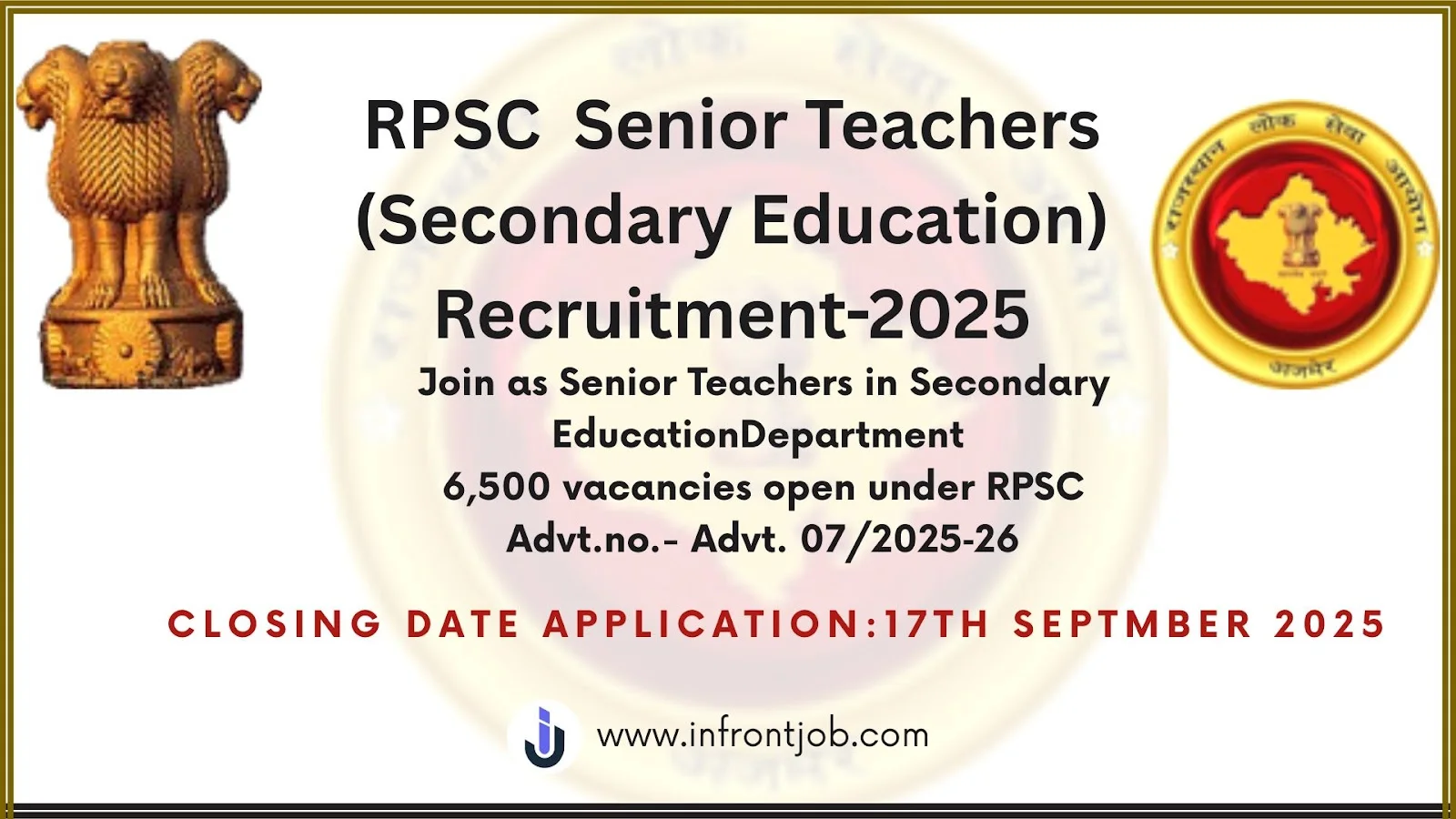 RPSC Senior Teacher Grade IV Online Form 2025 (6500 Posts)